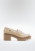 MOCASINES DE PIEL CHAROL CON TACÓN TAUPE PORRONET MADDY