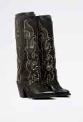 Bota cowboy tachas de mujer negro Metisse dx984