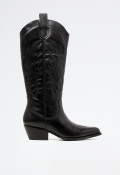 Bota cowboy piel de mujer negro Glo ki-3525