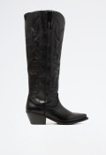 Bota cowboy bordada de mujer negro Metisse dx328b